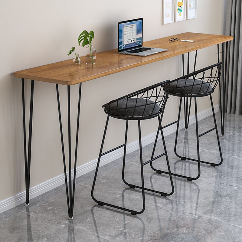 Wood Bar Dining Table Modern Rectangle Bar Table with 4 Legs Base for Milk Tea Shop Black Natural Clearhalo 'Bar Furniture' 'Bar Tables' 'bar_tables' 'furn' 'furn_bar_tables' 'Furniture' 'furniture_bar_tables' 'Kitchen & Dining Furniture' 4952480