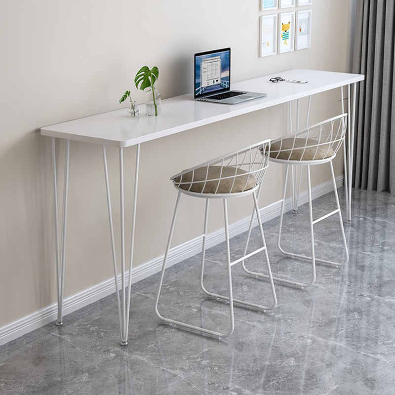 Wood Bar Dining Table Modern Rectangle Bar Table with 4 Legs Base for Milk Tea Shop White White Clearhalo 'Bar Furniture' 'Bar Tables' 'bar_tables' 'furn' 'furn_bar_tables' 'Furniture' 'furniture_bar_tables' 'Kitchen & Dining Furniture' 4952481