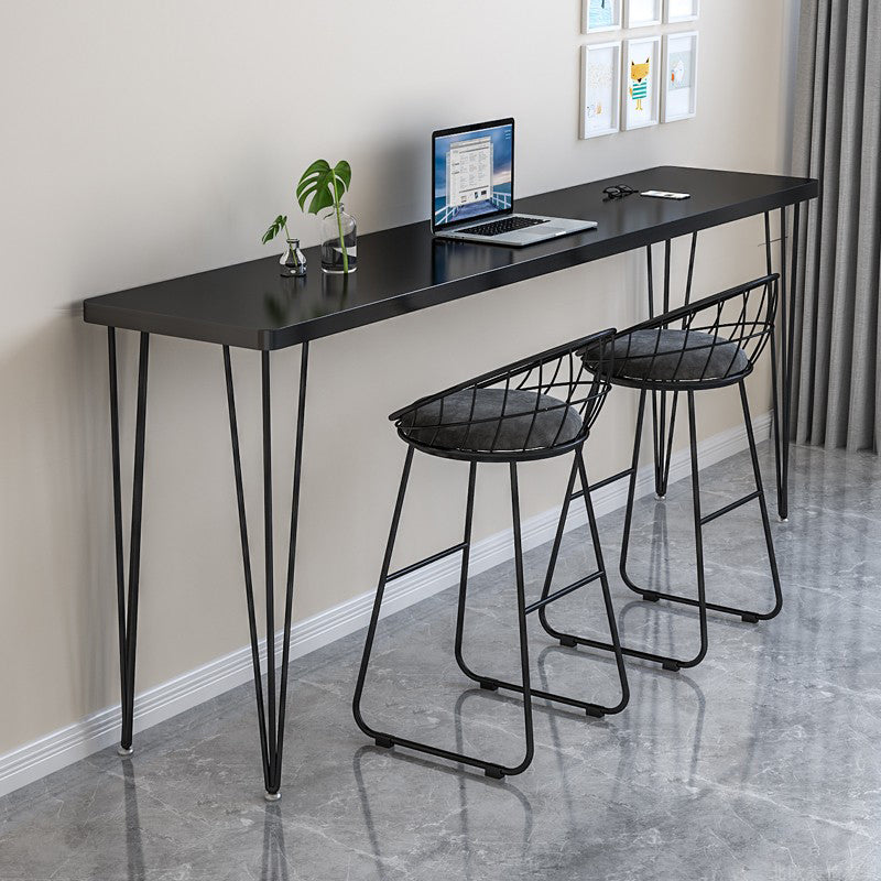 Wood Bar Dining Table Modern Rectangle Bar Table with 4 Legs Base for Milk Tea Shop Black Black Clearhalo 'Bar Furniture' 'Bar Tables' 'bar_tables' 'furn' 'furn_bar_tables' 'Furniture' 'furniture_bar_tables' 'Kitchen & Dining Furniture' 4952482