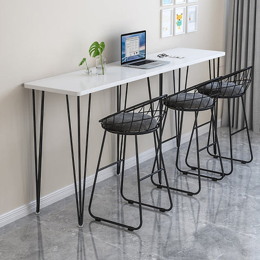 Wood Bar Dining Table Modern Rectangle Bar Table with 4 Legs Base for Milk Tea Shop Clearhalo 'Bar Furniture' 'Bar Tables' 'bar_tables' 'furn' 'furn_bar_tables' 'Furniture' 'furniture_bar_tables' 'Kitchen & Dining Furniture' 4952489