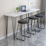 Wood Bar Dining Table Modern Rectangle Bar Table with 4 Legs Base for Milk Tea Shop Clearhalo 'Bar Furniture' 'Bar Tables' 'bar_tables' 'furn' 'furn_bar_tables' 'Furniture' 'furniture_bar_tables' 'Kitchen & Dining Furniture' 4952489