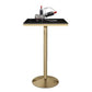 Glam Iron Bar Dining Table Faux Marble Gold Indoor Bistro Table with Single Pedestal Black Square Clearhalo 'Bar Furniture' 'Bar Tables' 'bar_tables' 'furn' 'furn_bar_tables' 'Furniture' 'furniture_bar_tables' 'Kitchen & Dining Furniture' 4952497