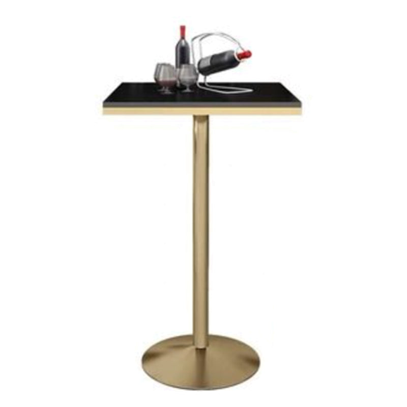 Glam Iron Bar Dining Table Faux Marble Gold Indoor Bistro Table with Single Pedestal Black Square Clearhalo 'Bar Furniture' 'Bar Tables' 'bar_tables' 'furn' 'furn_bar_tables' 'Furniture' 'furniture_bar_tables' 'Kitchen & Dining Furniture' 4952497
