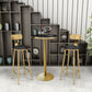 Glam Iron Bar Dining Table Faux Marble Gold Indoor Bistro Table with Single Pedestal 21.7"L x 21.7"W x 29.5"H Black Round Clearhalo 'Bar Furniture' 'Bar Tables' 'bar_tables' 'furn' 'furn_bar_tables' 'Furniture' 'furniture_bar_tables' 'Kitchen & Dining Furniture' 4952501