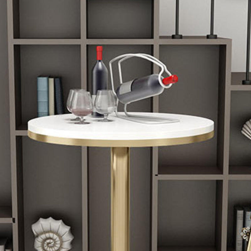 Glam Iron Bar Dining Table Faux Marble Gold Indoor Bistro Table with Single Pedestal Clearhalo 'Bar Furniture' 'Bar Tables' 'bar_tables' 'furn' 'furn_bar_tables' 'Furniture' 'furniture_bar_tables' 'Kitchen & Dining Furniture' 4952505