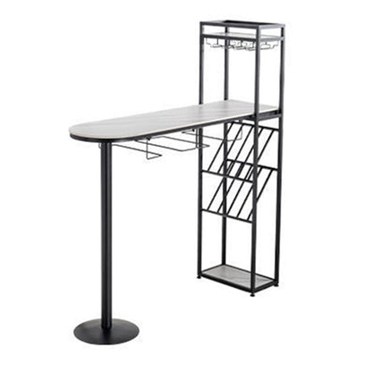 White Stone Bar Table Contemporary Bar Dining Table with Sled Base Black Without Chairs Clearhalo 'Bar Furniture' 'Bar Tables' 'bar_tables' 'furn' 'furn_bar_tables' 'Furniture' 'furniture_bar_tables' 'Kitchen & Dining Furniture' 4952512