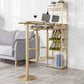 White Stone Bar Table Contemporary Bar Dining Table with Sled Base 63"L x 15.7"W x 41.3"H Gold Without Chairs Clearhalo 'Bar Furniture' 'Bar Tables' 'bar_tables' 'furn' 'furn_bar_tables' 'Furniture' 'furniture_bar_tables' 'Kitchen & Dining Furniture' 4952515