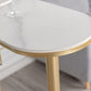 White Stone Bar Table Contemporary Bar Dining Table with Sled Base Clearhalo 'Bar Furniture' 'Bar Tables' 'bar_tables' 'furn' 'furn_bar_tables' 'Furniture' 'furniture_bar_tables' 'Kitchen & Dining Furniture' 4952517