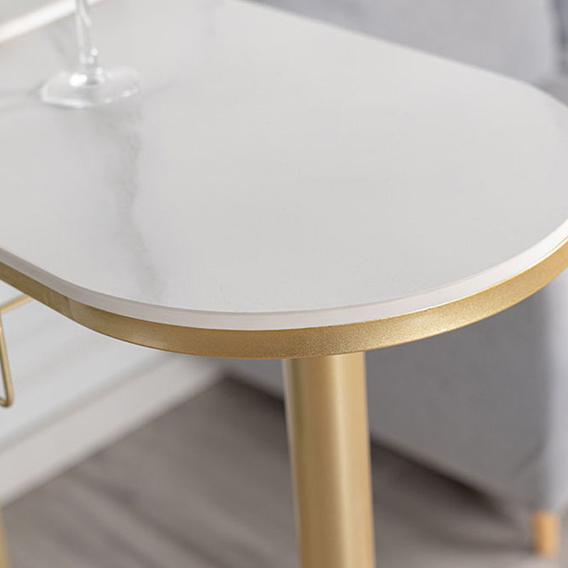White Stone Bar Table Contemporary Bar Dining Table with Sled Base Clearhalo 'Bar Furniture' 'Bar Tables' 'bar_tables' 'furn' 'furn_bar_tables' 'Furniture' 'furniture_bar_tables' 'Kitchen & Dining Furniture' 4952517