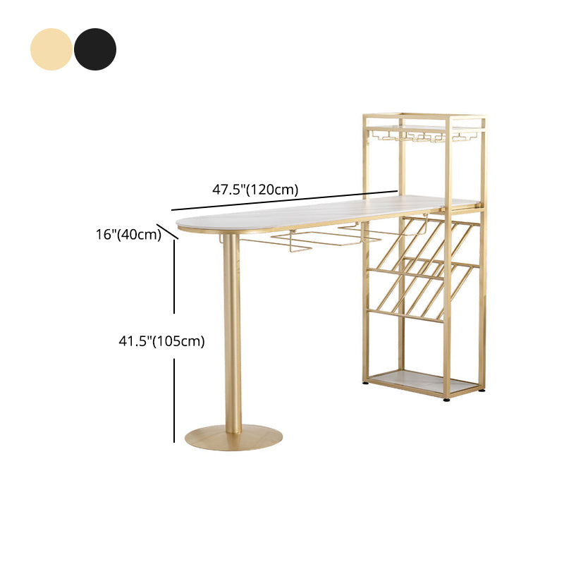 White Stone Bar Table Contemporary Bar Dining Table with Sled Base Clearhalo 'Bar Furniture' 'Bar Tables' 'bar_tables' 'furn' 'furn_bar_tables' 'Furniture' 'furniture_bar_tables' 'Kitchen & Dining Furniture' 4952522