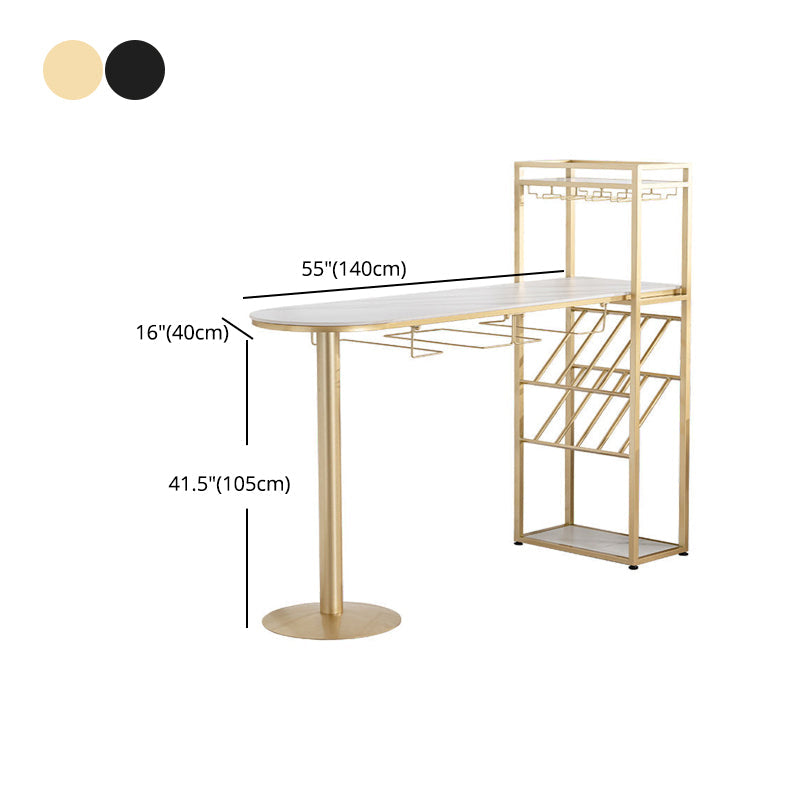 White Stone Bar Table Contemporary Bar Dining Table with Sled Base Clearhalo 'Bar Furniture' 'Bar Tables' 'bar_tables' 'furn' 'furn_bar_tables' 'Furniture' 'furniture_bar_tables' 'Kitchen & Dining Furniture' 4952523