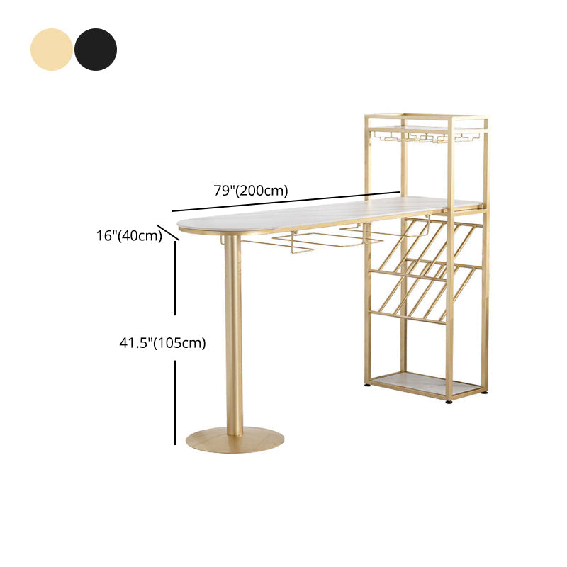 White Stone Bar Table Contemporary Bar Dining Table with Sled Base Clearhalo 'Bar Furniture' 'Bar Tables' 'bar_tables' 'furn' 'furn_bar_tables' 'Furniture' 'furniture_bar_tables' 'Kitchen & Dining Furniture' 4952526