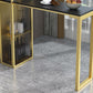 Modern Iron Bistro Table Stone Top Rectangle Indoor Bar Dining Table with Wine Rack Clearhalo 'Bar Furniture' 'Bar Tables' 'bar_tables' 'furn' 'furn_bar_tables' 'Furniture' 'furniture_bar_tables' 'Kitchen & Dining Furniture' 4952547