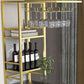 Modern Iron Bistro Table Stone Top Rectangle Indoor Bar Dining Table with Wine Rack Clearhalo 'Bar Furniture' 'Bar Tables' 'bar_tables' 'furn' 'furn_bar_tables' 'Furniture' 'furniture_bar_tables' 'Kitchen & Dining Furniture' 4952549
