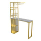 Modern Iron Bistro Table Stone Top Rectangle Indoor Bar Dining Table with Wine Rack Gold Gray Clearhalo 'Bar Furniture' 'Bar Tables' 'bar_tables' 'furn' 'furn_bar_tables' 'Furniture' 'furniture_bar_tables' 'Kitchen & Dining Furniture' 4952552