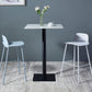 Industrial Black Iron Bar Dining Table Stone Top Engineered Wood Indoor Bistro Table 23.6"L x 23.6"W x 41.3"H White Square Clearhalo 'Bar Furniture' 'Bar Tables' 'bar_tables' 'furn' 'furn_bar_tables' 'Furniture' 'furniture_bar_tables' 'Kitchen & Dining Furniture' 4952556