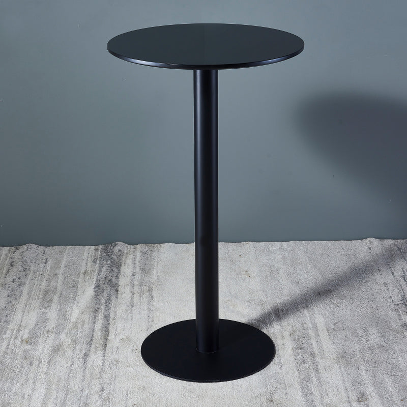 Industrial Black Iron Bar Dining Table Stone Top Engineered Wood Indoor Bistro Table 23.6"L x 23.6"W x 41.3"H Black Round Clearhalo 'Bar Furniture' 'Bar Tables' 'bar_tables' 'furn' 'furn_bar_tables' 'Furniture' 'furniture_bar_tables' 'Kitchen & Dining Furniture' 4952557