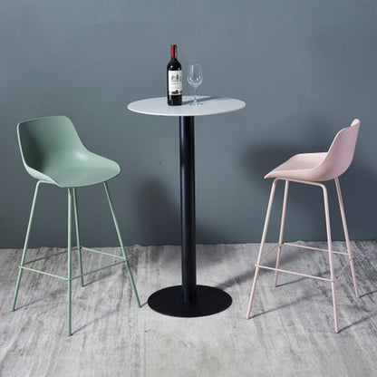 Industrial Black Iron Bar Dining Table Stone Top Engineered Wood Indoor Bistro Table 23.6"L x 23.6"W x 41.3"H White Round Clearhalo 'Bar Furniture' 'Bar Tables' 'bar_tables' 'furn' 'furn_bar_tables' 'Furniture' 'furniture_bar_tables' 'Kitchen & Dining Furniture' 4952558