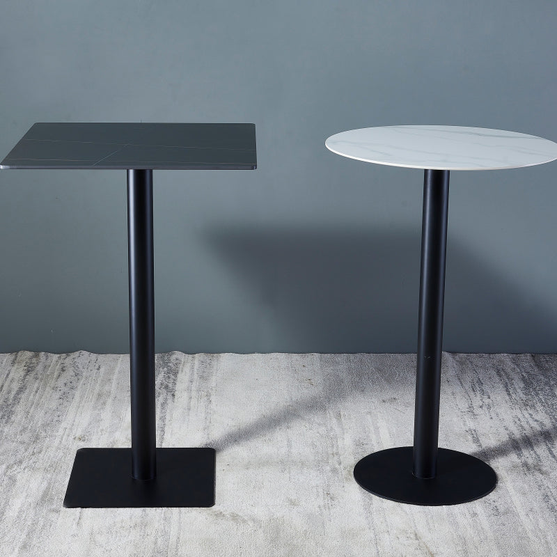 Industrial Black Iron Bar Dining Table Stone Top Engineered Wood Indoor Bistro Table Clearhalo 'Bar Furniture' 'Bar Tables' 'bar_tables' 'furn' 'furn_bar_tables' 'Furniture' 'furniture_bar_tables' 'Kitchen & Dining Furniture' 4952563