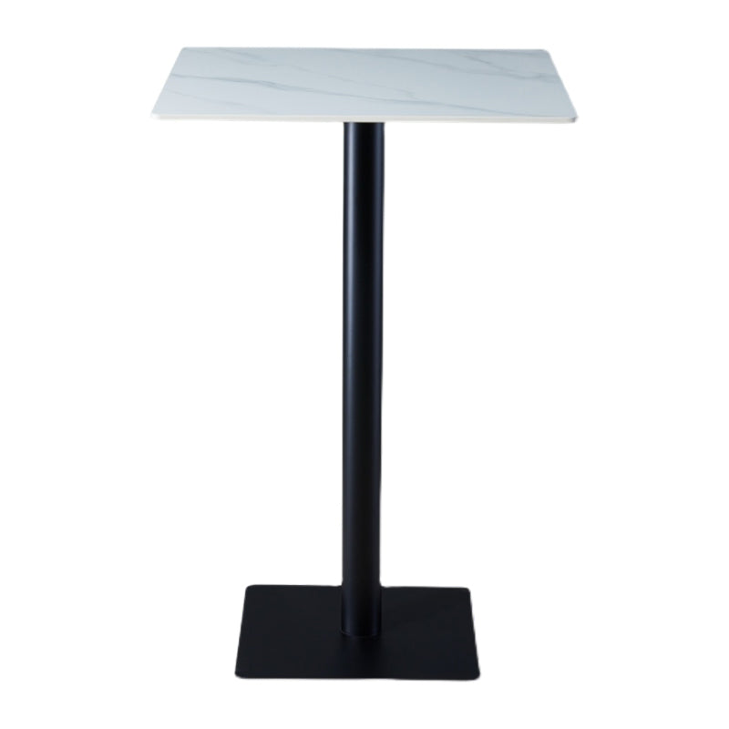 Industrial Black Iron Bar Dining Table Stone Top Engineered Wood Indoor Bistro Table Clearhalo 'Bar Furniture' 'Bar Tables' 'bar_tables' 'furn' 'furn_bar_tables' 'Furniture' 'furniture_bar_tables' 'Kitchen & Dining Furniture' 4952564