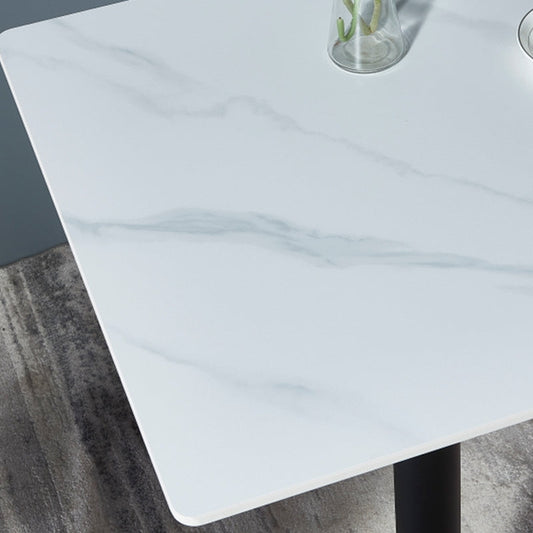 Industrial Black Iron Bar Dining Table Stone Top Engineered Wood Indoor Bistro Table Clearhalo 'Bar Furniture' 'Bar Tables' 'bar_tables' 'furn' 'furn_bar_tables' 'Furniture' 'furniture_bar_tables' 'Kitchen & Dining Furniture' 4952565