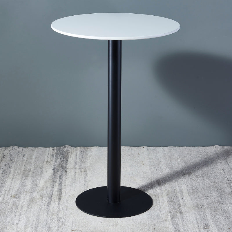 Industrial Black Iron Bar Dining Table Stone Top Engineered Wood Indoor Bistro Table 27.6"L x 27.6"W x 41.3"H White Round Clearhalo 'Bar Furniture' 'Bar Tables' 'bar_tables' 'furn' 'furn_bar_tables' 'Furniture' 'furniture_bar_tables' 'Kitchen & Dining Furniture' 4952566