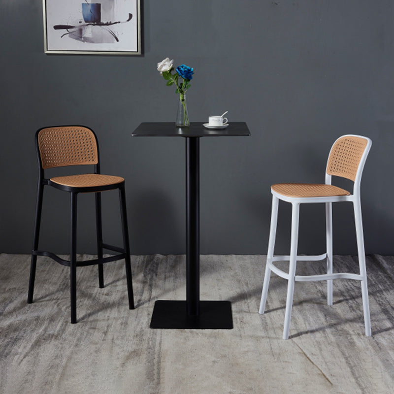 Industrial Black Iron Bar Dining Table Stone Top Engineered Wood Indoor Bistro Table Clearhalo 'Bar Furniture' 'Bar Tables' 'bar_tables' 'furn' 'furn_bar_tables' 'Furniture' 'furniture_bar_tables' 'Kitchen & Dining Furniture' 4952572