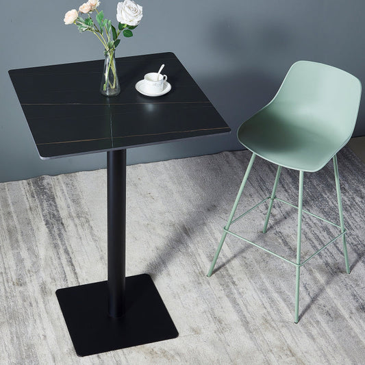Industrial Black Iron Bar Dining Table Stone Top Engineered Wood Indoor Bistro Table Clearhalo 'Bar Furniture' 'Bar Tables' 'bar_tables' 'furn' 'furn_bar_tables' 'Furniture' 'furniture_bar_tables' 'Kitchen & Dining Furniture' 4952575
