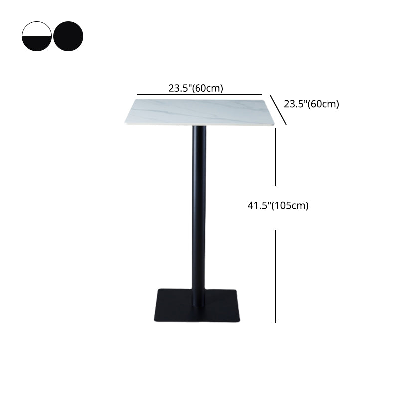 Industrial Black Iron Bar Dining Table Stone Top Engineered Wood Indoor Bistro Table Clearhalo 'Bar Furniture' 'Bar Tables' 'bar_tables' 'furn' 'furn_bar_tables' 'Furniture' 'furniture_bar_tables' 'Kitchen & Dining Furniture' 4952576