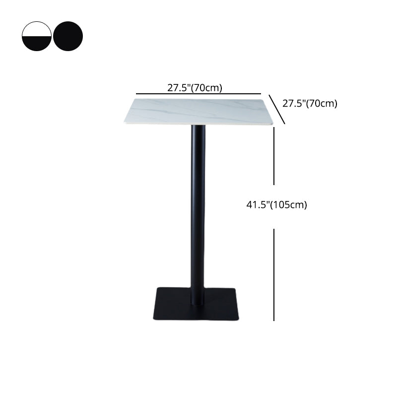 Industrial Black Iron Bar Dining Table Stone Top Engineered Wood Indoor Bistro Table Clearhalo 'Bar Furniture' 'Bar Tables' 'bar_tables' 'furn' 'furn_bar_tables' 'Furniture' 'furniture_bar_tables' 'Kitchen & Dining Furniture' 4952577
