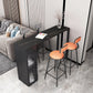 Stone Bar Table Modern Dining Table with Double Pedestal Base for Kitchen Dining Room 70.9"L x 15.7"W x 41.3"H Gold-Black Without Chairs Clearhalo 'Bar Furniture' 'Bar Tables' 'bar_tables' 'furn' 'furn_bar_tables' 'Furniture' 'furniture_bar_tables' 'Kitchen & Dining Furniture' 4952584