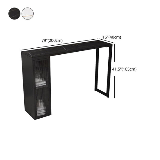 Stone Bar Table Modern Dining Table with Double Pedestal Base for Kitchen Dining Room Clearhalo 'Bar Furniture' 'Bar Tables' 'bar_tables' 'furn' 'furn_bar_tables' 'Furniture' 'furniture_bar_tables' 'Kitchen & Dining Furniture' 4952599