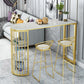 Glam Gold Iron Bar Dining Table White Stone Top Indoor Bistro Table with Shelf 70.9"L x 15.7"W x 41.3"H Faux Marble Without Chairs Clearhalo 'Bar Furniture' 'Bar Tables' 'bar_tables' 'furn' 'furn_bar_tables' 'Furniture' 'furniture_bar_tables' 'Kitchen & Dining Furniture' 4952601