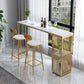 Contemporary Bar Dining Table Stone Rectangle Bar Table with Sled Base 63"L x 15.7"W x 41.3"H Gold Without Chairs Clearhalo 'Bar Furniture' 'Bar Tables' 'bar_tables' 'furn' 'furn_bar_tables' 'Furniture' 'furniture_bar_tables' 'Kitchen & Dining Furniture' 4952615