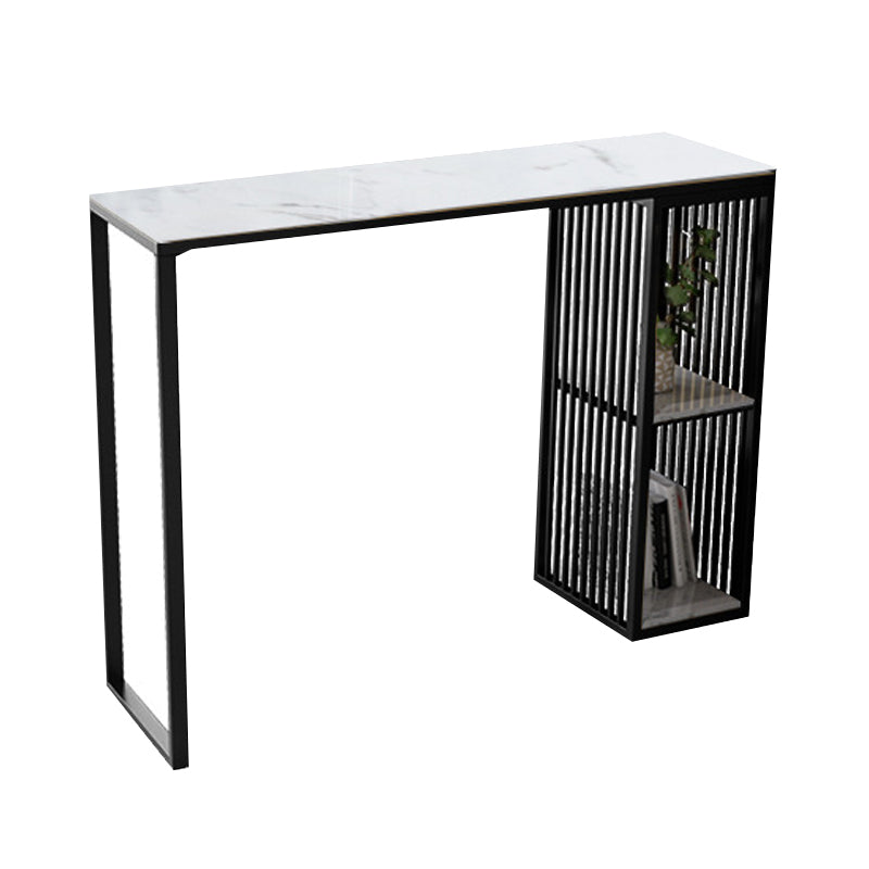 Contemporary Bar Dining Table Stone Rectangle Bar Table with Sled Base Black Without Chairs Clearhalo 'Bar Furniture' 'Bar Tables' 'bar_tables' 'furn' 'furn_bar_tables' 'Furniture' 'furniture_bar_tables' 'Kitchen & Dining Furniture' 4952618