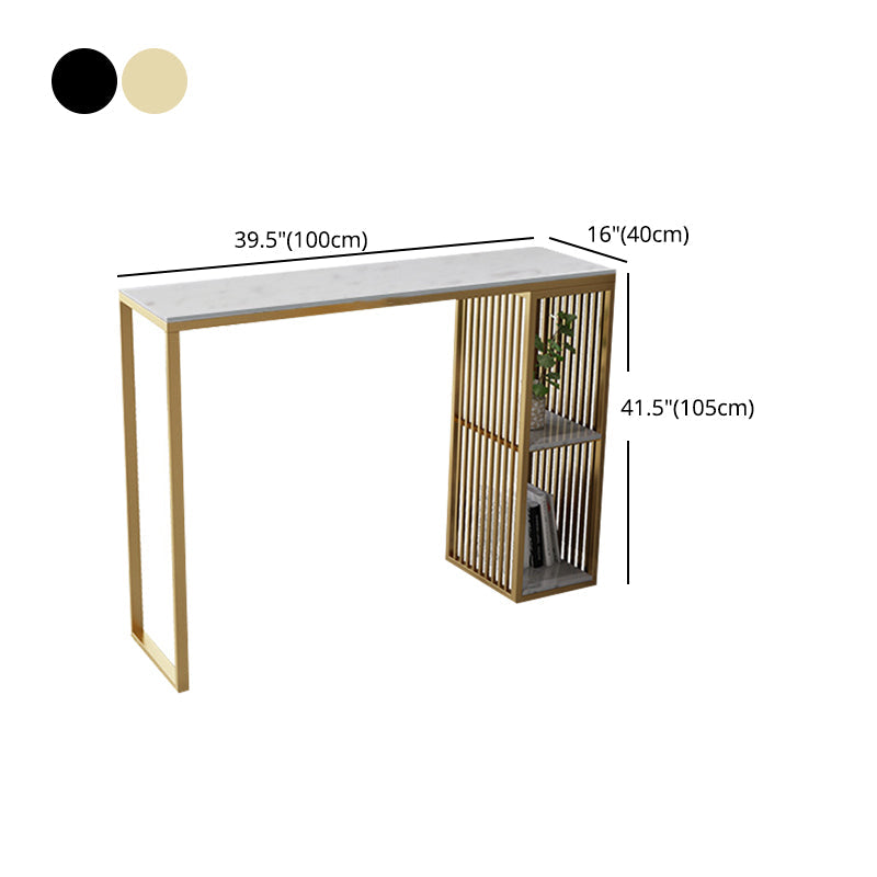 Contemporary Bar Dining Table Stone Rectangle Bar Table with Sled Base Clearhalo 'Bar Furniture' 'Bar Tables' 'bar_tables' 'furn' 'furn_bar_tables' 'Furniture' 'furniture_bar_tables' 'Kitchen & Dining Furniture' 4952622