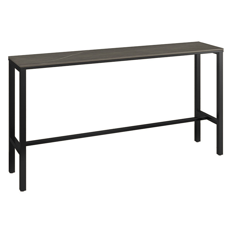Traditional Luxury Bar Dining Table Stone Rectangle Bar Table with Trestle Base Grey Without Chairs Clearhalo 'Bar Furniture' 'Bar Tables' 'bar_tables' 'furn' 'furn_bar_tables' 'Furniture' 'furniture_bar_tables' 'Kitchen & Dining Furniture' 4952629