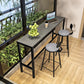 Traditional Luxury Bar Dining Table Stone Rectangle Bar Table with Trestle Base 70.9"L x 15.7"W x 41.3"H Grey Without Chairs Clearhalo 'Bar Furniture' 'Bar Tables' 'bar_tables' 'furn' 'furn_bar_tables' 'Furniture' 'furniture_bar_tables' 'Kitchen & Dining Furniture' 4952630