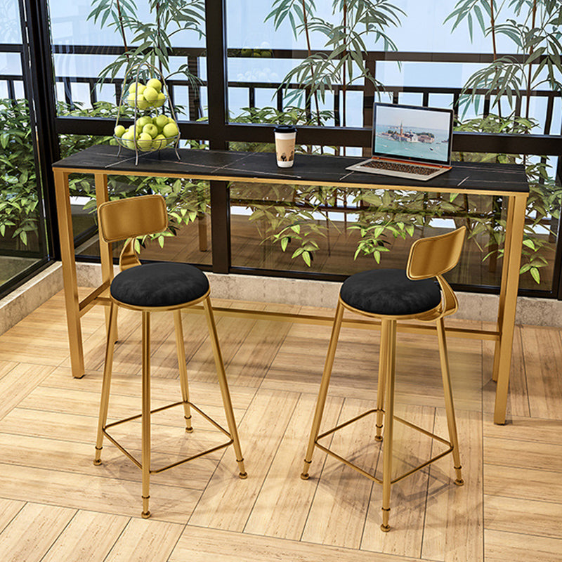Traditional Luxury Bar Dining Table Stone Rectangle Bar Table with Trestle Base 70.9"L x 15.7"W x 41.3"H Black Without Chairs Clearhalo 'Bar Furniture' 'Bar Tables' 'bar_tables' 'furn' 'furn_bar_tables' 'Furniture' 'furniture_bar_tables' 'Kitchen & Dining Furniture' 4952631