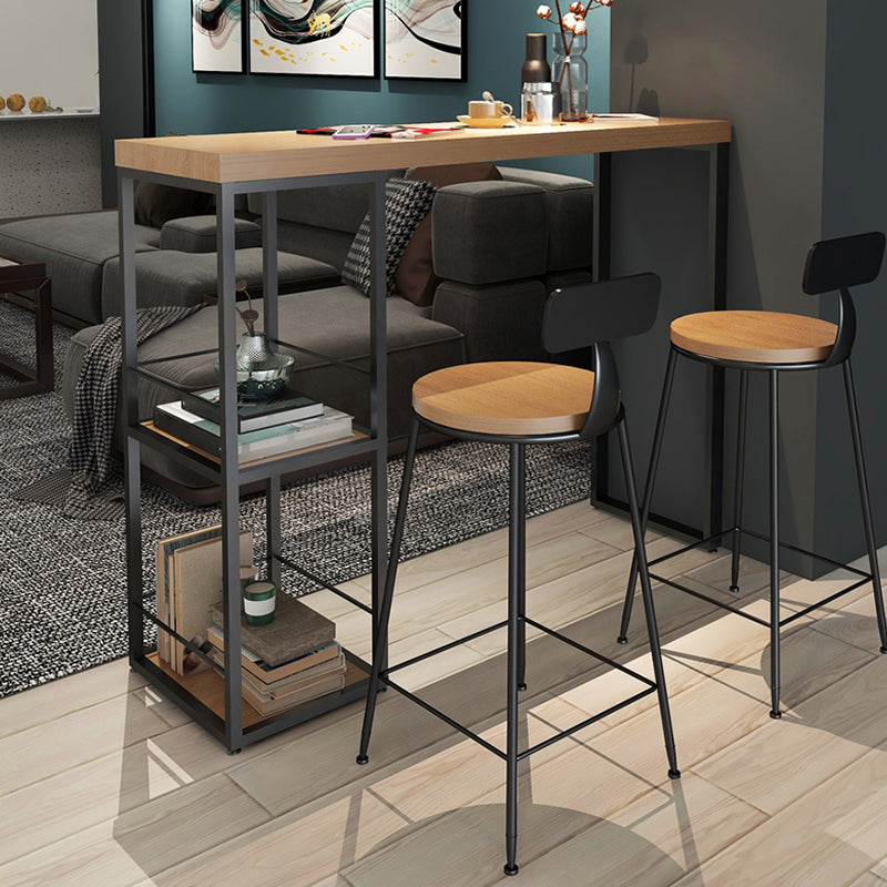 Pine Wood Bar Dining Table Modern Bar Table with Double Pedestal for Dining Room Balcony 70.9"L x 15.7"W x 41.3"H Rectangular Without Chairs Clearhalo 'Bar Furniture' 'Bar Tables' 'bar_tables' 'furn' 'furn_bar_tables' 'Furniture' 'furniture_bar_tables' 'Kitchen & Dining Furniture' 4952661