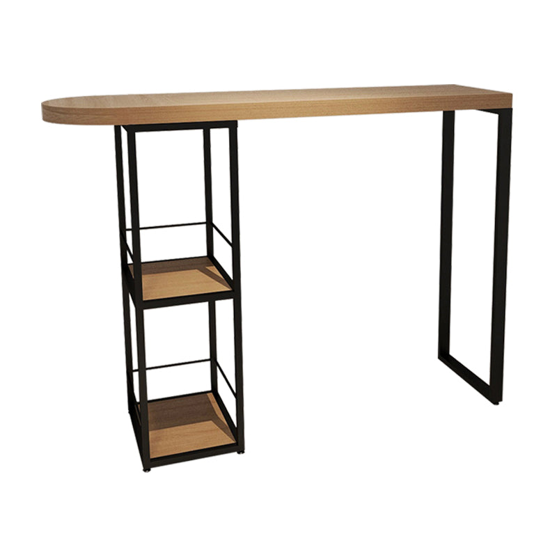 Pine Wood Bar Dining Table Modern Bar Table with Double Pedestal for Dining Room Balcony Oval Without Chairs Clearhalo 'Bar Furniture' 'Bar Tables' 'bar_tables' 'furn' 'furn_bar_tables' 'Furniture' 'furniture_bar_tables' 'Kitchen & Dining Furniture' 4952662