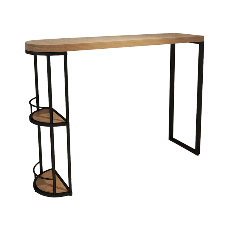 Pine Wood Bar Dining Table Modern Bar Table with Double Pedestal for Dining Room Balcony Free Form Without Chairs Clearhalo 'Bar Furniture' 'Bar Tables' 'bar_tables' 'furn' 'furn_bar_tables' 'Furniture' 'furniture_bar_tables' 'Kitchen & Dining Furniture' 4952663