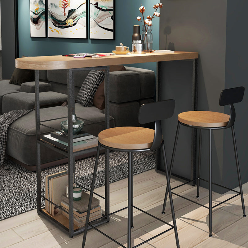 Pine Wood Bar Dining Table Modern Bar Table with Double Pedestal for Dining Room Balcony 70.9"L x 15.7"W x 41.3"H Oval Without Chairs Clearhalo 'Bar Furniture' 'Bar Tables' 'bar_tables' 'furn' 'furn_bar_tables' 'Furniture' 'furniture_bar_tables' 'Kitchen & Dining Furniture' 4952666