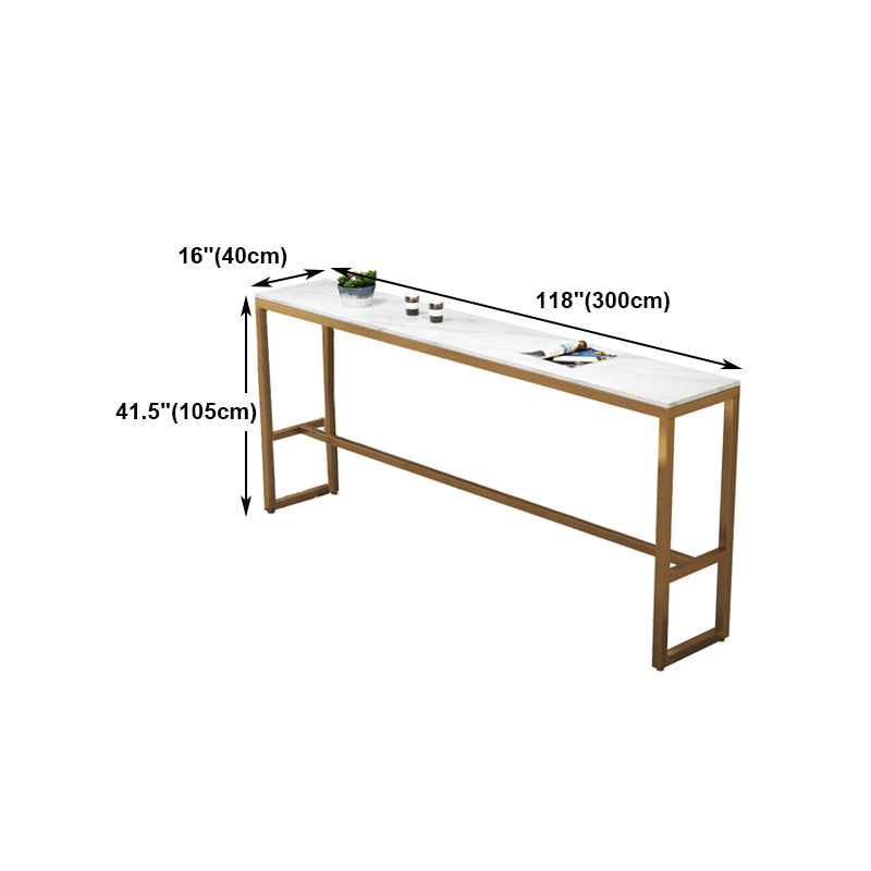 White Stone Bar Table Traditional Luxury Bar Table with Gold Trestle Base Clearhalo 'Bar Furniture' 'Bar Tables' 'bar_tables' 'furn' 'furn_bar_tables' 'Furniture' 'furniture_bar_tables' 'Kitchen & Dining Furniture' 4952704