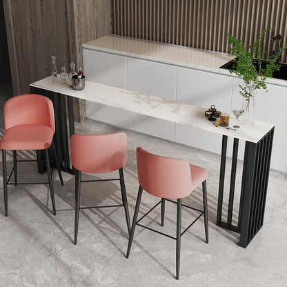 Industrial Style Bar Table 42-inch Height Stone Top and Steel Base Pub Table White Without Chairs Clearhalo 'Bar Furniture' 'Bar Tables' 'bar_tables' 'furn' 'furn_bar_tables' 'Furniture' 'furniture_bar_tables' 'Kitchen & Dining Furniture' 4952725