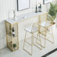 Glam Iron Bar Dining Table White Faux Marble Top Rectangle Indoor Bistro Table with Shelf 63"L x 15.7"W x 41.3"H Without Chairs Clearhalo 'Bar Furniture' 'Bar Tables' 'bar_tables' 'furn' 'furn_bar_tables' 'Furniture' 'furniture_bar_tables' 'Kitchen & Dining Furniture' 4952740