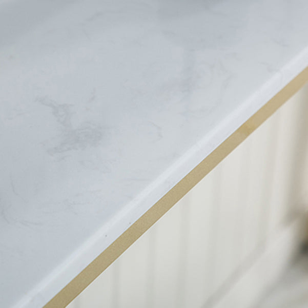 Glam Iron Bar Dining Table White Faux Marble Top Rectangle Indoor Bistro Table with Shelf Clearhalo 'Bar Furniture' 'Bar Tables' 'bar_tables' 'furn' 'furn_bar_tables' 'Furniture' 'furniture_bar_tables' 'Kitchen & Dining Furniture' 4952745