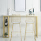 Glam Iron Bar Dining Table White Faux Marble Top Rectangle Indoor Bistro Table with Shelf Clearhalo 'Bar Furniture' 'Bar Tables' 'bar_tables' 'furn' 'furn_bar_tables' 'Furniture' 'furniture_bar_tables' 'Kitchen & Dining Furniture' 4952750