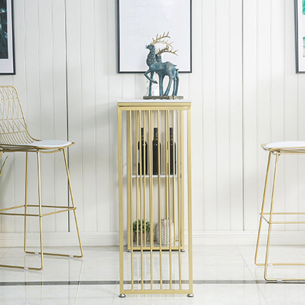 Glam Iron Bar Dining Table White Faux Marble Top Rectangle Indoor Bistro Table with Shelf Clearhalo 'Bar Furniture' 'Bar Tables' 'bar_tables' 'furn' 'furn_bar_tables' 'Furniture' 'furniture_bar_tables' 'Kitchen & Dining Furniture' 4952753