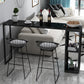 Stone Bar Dining Table Modern Rectangle Bar Table with Double Pedestal for Balcony Black Black Clearhalo 'Bar Furniture' 'Bar Tables' 'bar_tables' 'furn' 'furn_bar_tables' 'Furniture' 'furniture_bar_tables' 'Kitchen & Dining Furniture' 4952768